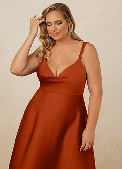 Christian Siriano Bridal for Azazie 1001 Bridesmaid Dresses Paprika A-Line Sweetheart Neckline Stretch Satin Dress image16