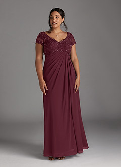 Azazie Jetta Final Sale Cabernet A-Line Sequins Chiffon Dress image8