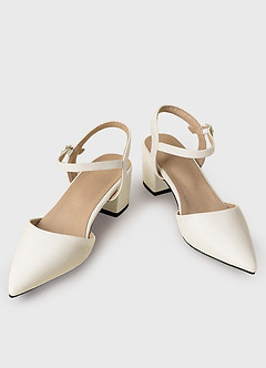 front Pointed-Toe Ankle Strap Heels