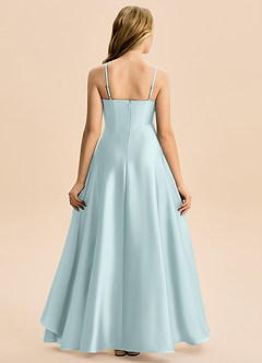 Azazie Eirlys Junior A-Linie Plissee Stretch-Satin Kleid Nebel image2