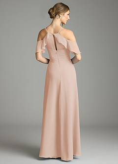 Azazie Dakota Bridesmaid Dresses English Rose A-Line V-Neck Pleated Chiffon Dress image2
