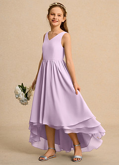 Azazie Kitten Girls Formal Flower Girl Dresses Frosted Lilac A-Line Chiffon Dress image1
