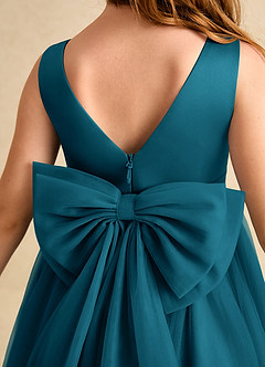 Azazie Winnie Flower Girl Dresses Ink Blue Ball-Gown Bow Tulle Dress image7