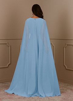 Azazie Isa Mère de la mariée Robes Robe Trapèze en Mousseline de soie Col V plissé Poudre Bleue image4