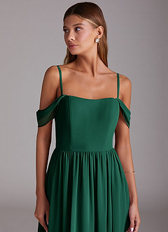 Azazie Calianna Bridesmaid Dresses Emerald A-Line Off the Shoulder Chiffon Convertible Dress image7