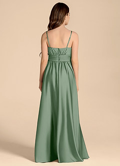 Azazie Catalina Junior Abito A-Line in Raso Elasticizzato Scollo a Cuore Matcha image2