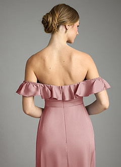 Azazie Lyra Bridesmaid Dresses Dusty Rose A-Line Off the Shoulder Stretch Satin Convertible Dress image9