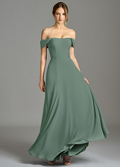 Azazie Oasis Abiti da Damigella Abito A-Line in Chiffon Con Tasche Eucalipto image4