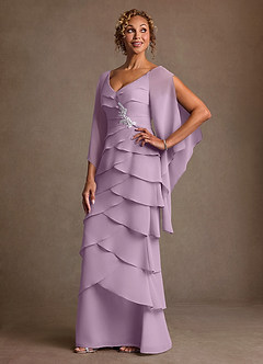 Azazie Arabinda Mother of the Bride Dresses Wisteria Sheath Ruched Chiffon Dress image3