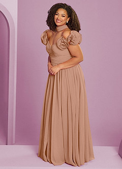 Barbie ♥ Azazie 신부 들러리 드레스 오프숄더 러플 로제트 A라인 드레스 image14