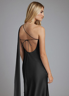 Azazie Loreen Final Sale Sky Blue Mermaid One Shoulder Stretch Satin Dress image3