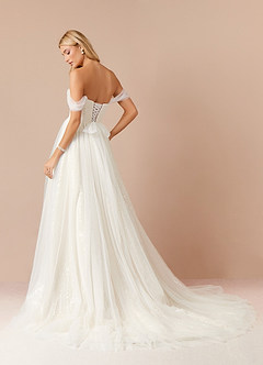 Azazie Maia Wedding Dresses Diamond White Cream A-Line Off the Shoulder Tulle Dress image3