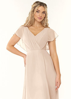 Azazie Rylee Brautjungfernkleider A-Linie Plissee Chiffon Kleid Alabaster Weiß image5