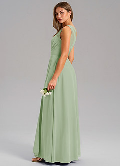 Azazie Phaedra Jurken voor bruidsmeisjes Jurk van Chiffon met A-Lijn One-Shoulder Stoffige Salie image14