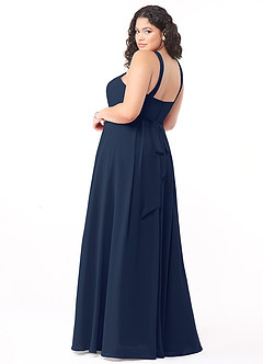 Azazie Dixie Bridesmaid Dresses Dark Navy A-Line Halter Pleated Chiffon Dress image9