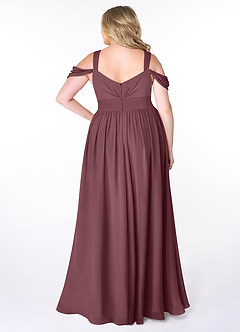 Azazie Lianne Bridesmaid Dresses Sangria A-Line Off the Shoulder Chiffon Dress image8