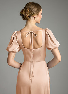 Azazie Fyona Bridesmaid Dresses English Rose A-Line Pleated Stretch Satin Dress image2