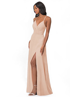 Azazie Everleigh Brautjungfernkleider A-Linie Herzchen Gefaltet Chiffon Kleid Englisches Rosa image5