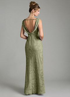 Azazie Kieryn Bridesmaid Dresses Pistachio Mermaid Pleated Floral Burnout Dress image12