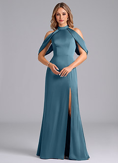 Azazie Bonny Bridesmaid Dresses Bermuda Mermaid Off the Shoulder Stretch Satin Dress image4