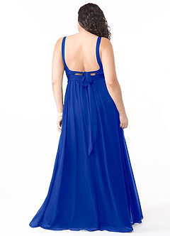 Azazie Aziza Bridesmaid Dresses Royal Blue A-Line V-Neck Pleated Chiffon Dress image8