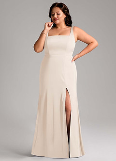 Azazie Frostine Bridesmaid Dresses White Alabaster A-Line Bow Stretch Satin Dress image8