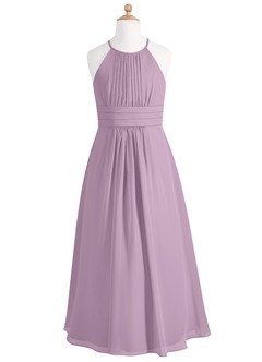Azazie Bonnie Junior Wisteria A-Line Pleated Chiffon Dress image5