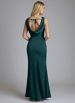 Azazie Tallie Bridesmaid Dresses Pine Mermaid Pleated Stretch Satin Dress image6