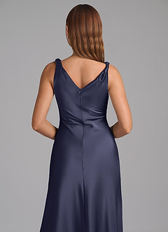 Azazie Nerine Bridesmaid Dresses Stormy A-Line Pleated Stretch Satin Dress image2