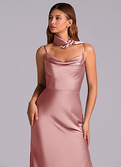 Azazie Yazmine Final Sale Dusty Rose Mermaid Pleated Stretch Satin Dress image8