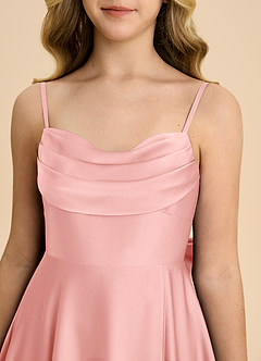 Azazie Bear Junior Powder Pink A-Line Sweetheart Neckline Stretch Satin Dress image8