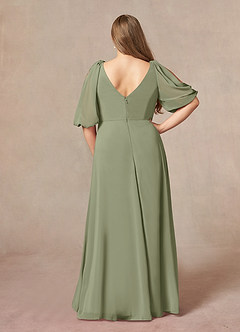 Azazie Bronwyn Mother of the Bride Dresses Pistachio A-Line V-Neck Ruched Chiffon Dress image7