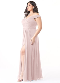Azazie Audrianna Robes de demoiselle d'honneur Robe Trapèze Convertible en Mousseline de soie Schulterfrei gerafft Rose Pâle image9