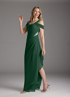 Azazie Weitzman Mother of the Bride Dresses Dark Green Sheath Sequins Mesh Dress image1