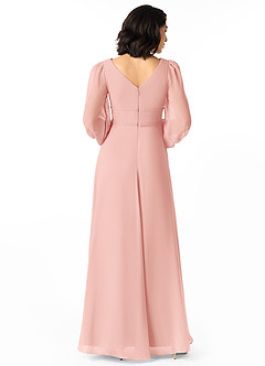 Azazie Sage Final Sale Cabernet A-Line Long Sleeve Chiffon Dress image2