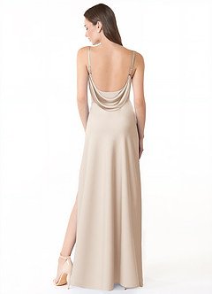 Azazie Alaija Bridesmaid Dresses White Alabaster Mermaid Side Slit Stretch Satin Dress image4