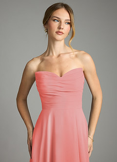 Azazie Ayla Abiti da Damigella Abito A-Line in Chiffon Scollo a Cuore Corallo image6