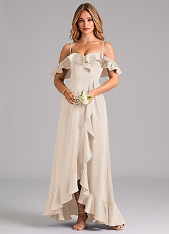 Azazie Lyra Bridesmaid Dresses White Alabaster A-Line Off the Shoulder Stretch Satin Convertible Dress image5