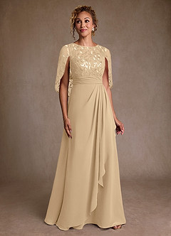 Azazie Beckley Kleider für die Brautmutter A-Linie Spitze Chiffon Kleid Champagner image1