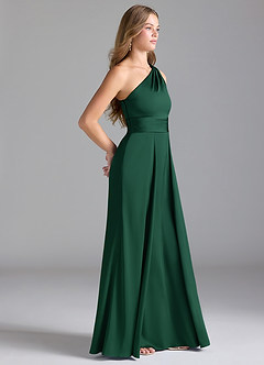 Azazie Dallas Bridesmaid Dresses Dark Green A-Line One Shoulder Stretch Satin Dress image4