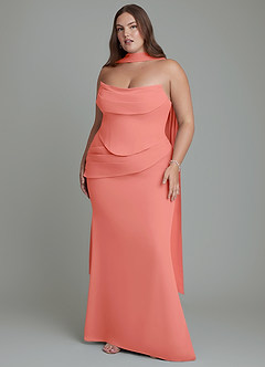 Azazie Sorrel Bridesmaid Dresses Salmon Pink Mermaid Corset Chiffon Dress image9