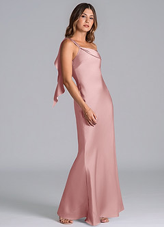 Azazie Driea Robes de demoiselle d'honneur Robe Sirène en Satin extensible Ue épaule Rose Poussiéreuse image5