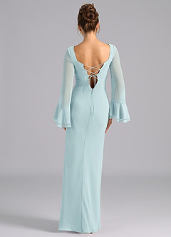 Azazie Leone Bridesmaid Dresses Sea Glass Mermaid Corset Chiffon Dress image6