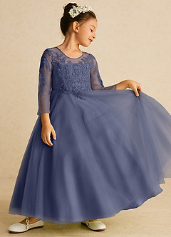 Azazie Precious Flower Girl Dresses Stormy A-Line Lace Tulle Dress image2