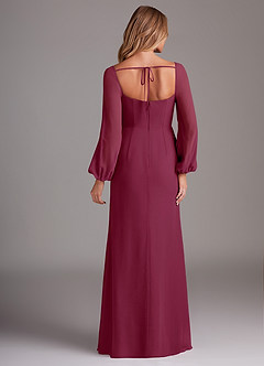 Azazie Charissa Bridesmaid Dresses Mulberry Sheath Long Sleeve Chiffon Dress image6