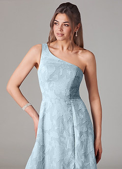 Azazie Ellianna Bridesmaid Dresses Sky Blue A-Line One Shoulder Floral Burnout Dress image6