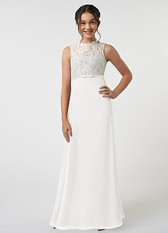 Azazie Rana Junior Klä av A-Line i Chiffong Spets image1