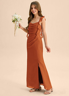 Azazie Jessamine Junior Cinnamon Mermaid Sweetheart Neckline Chiffon Dress image6