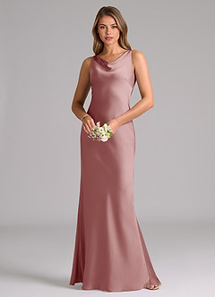 Azazie Allettie Bridesmaid Dresses Dusty Rose Mermaid Stretch Satin Dress image3