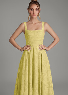 Azazie Azaria Bridesmaid Dresses Canary A-Line Corset Floral Burnout Dress image6